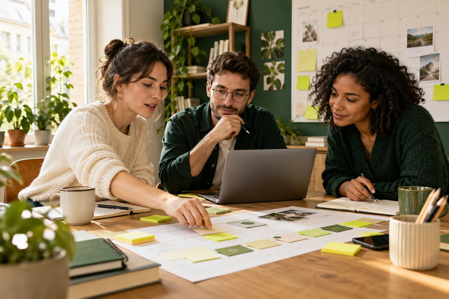 Équipe organisant tâches, calendrier et étapes d’un projet